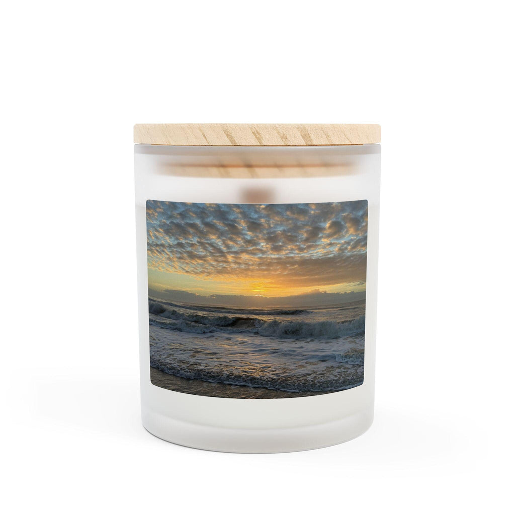 Wood Wick Container Candle With Sunrise And Clouds on HHI (11 oz.)