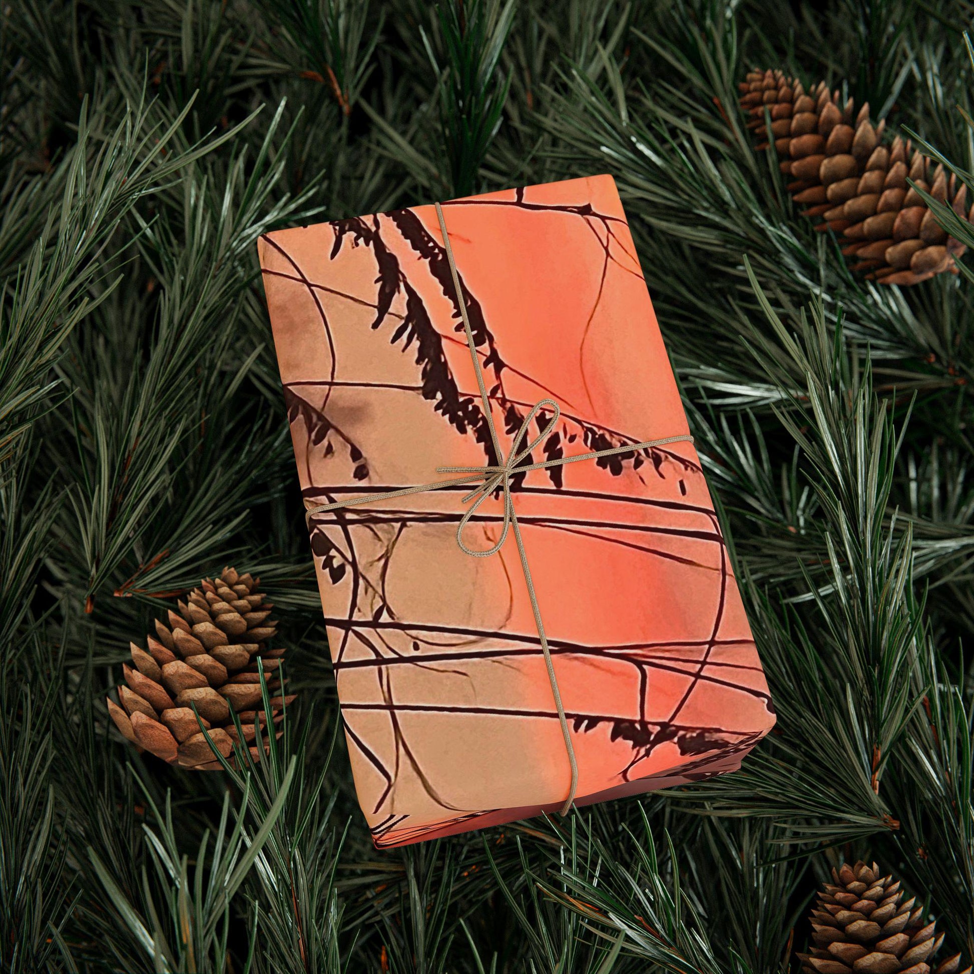 Gift Wrap With Orange Sunset And Sea Oats