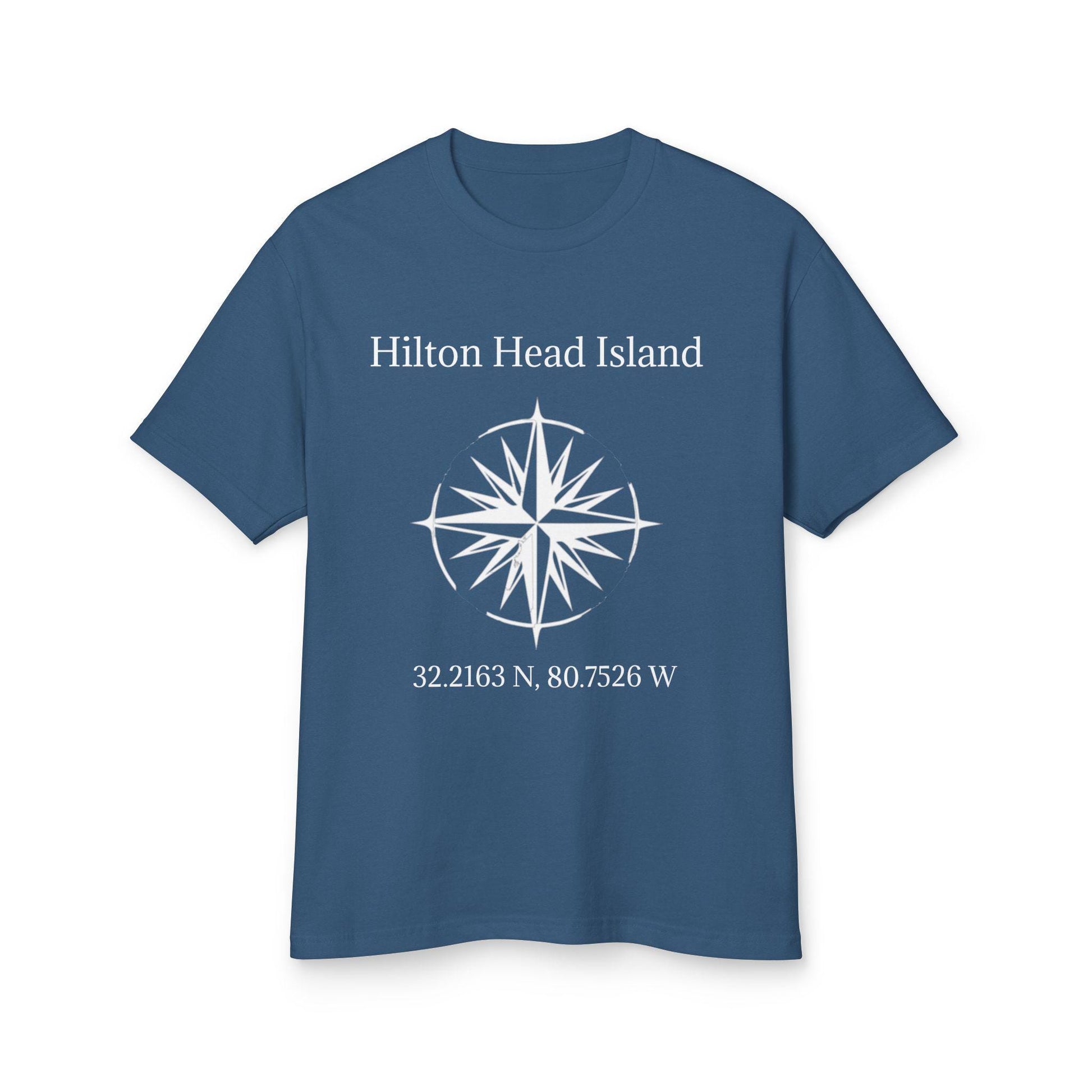T-shirt Compass Rose with Hilton Head Island Latitude, Longitude Coordinates