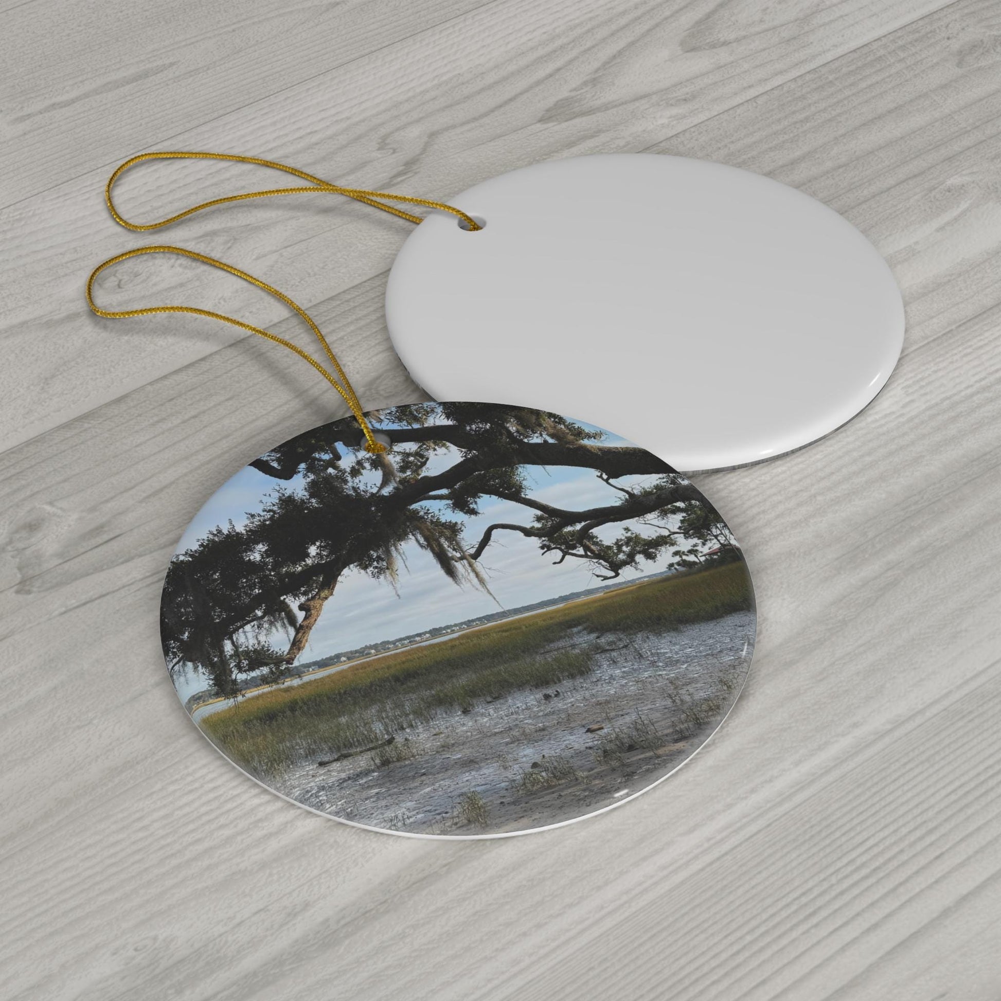 Christmas Ornament, Live Oak In Front of Broad Creek