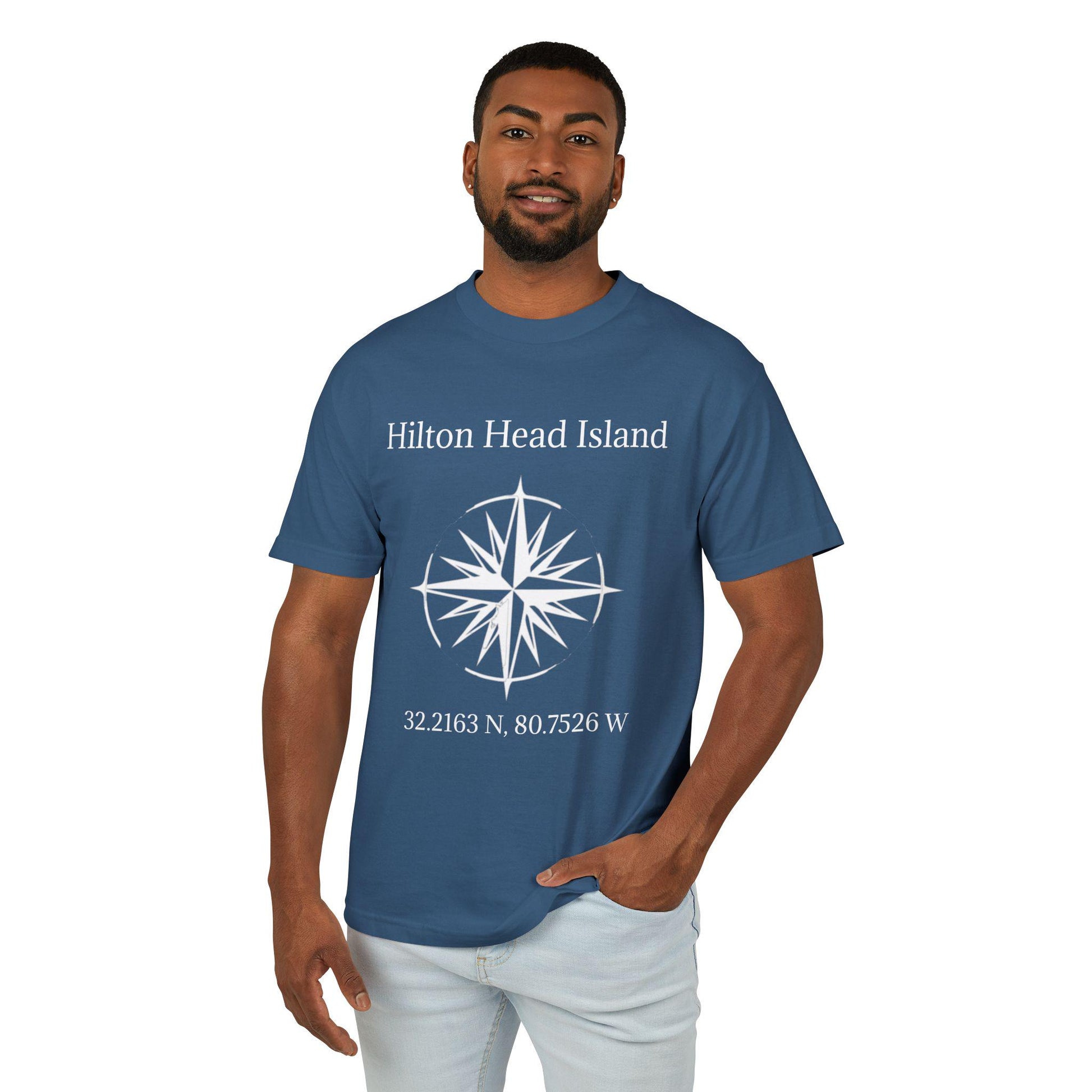 T-shirt Compass Rose with Hilton Head Island Latitude, Longitude Coordinates