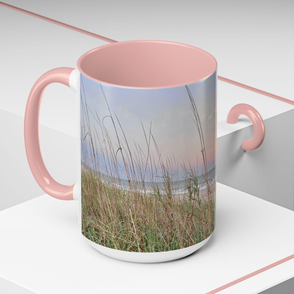 Mug With Folly Field Beach Dunes On Hilton Head Island at sunset, 15 oz.