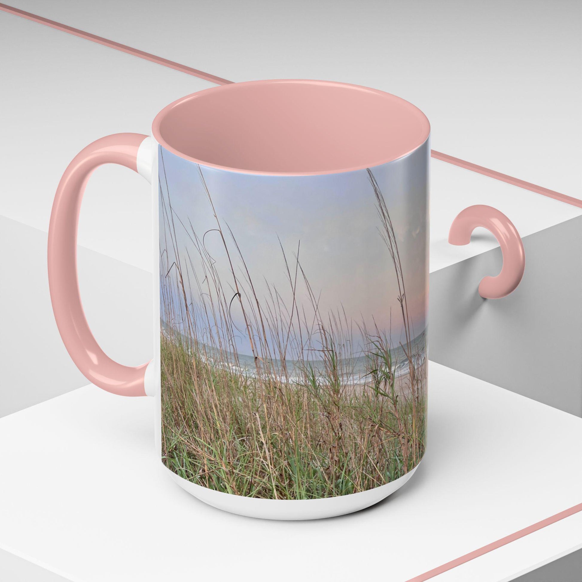 Mug With Folly Field Beach Dunes On Hilton Head Island at sunset, 15 oz.