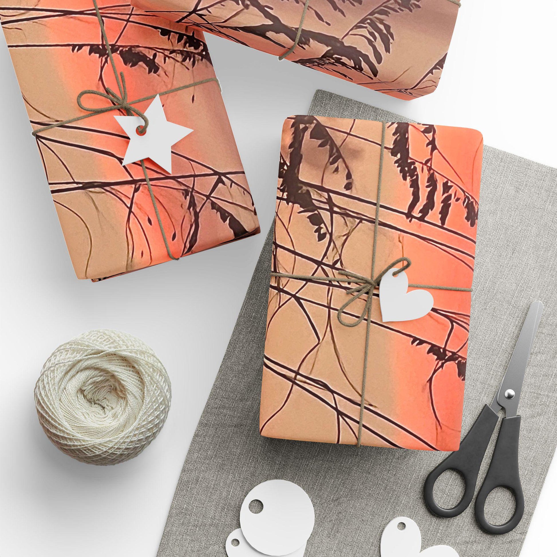 Gift Wrap With Orange Sunset And Sea Oats