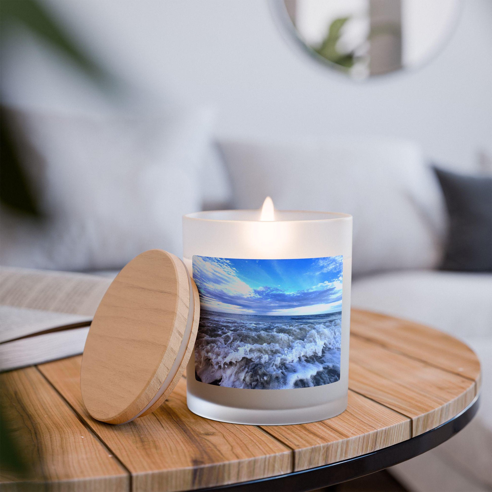 Wood Wick Container Candle Bright Blue Surf (11 oz.)