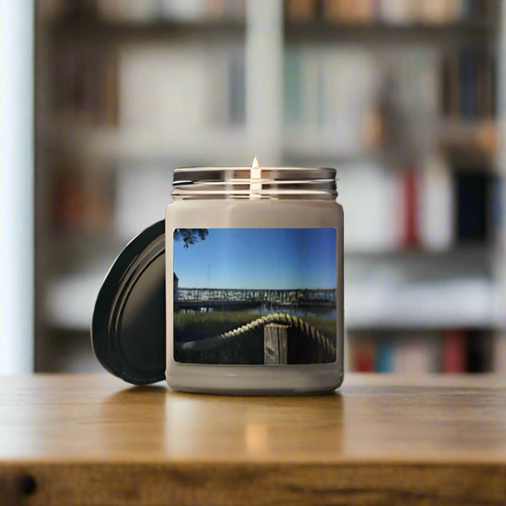 Jar Candle (9 oz.) with image of Daufuskie Island dock
