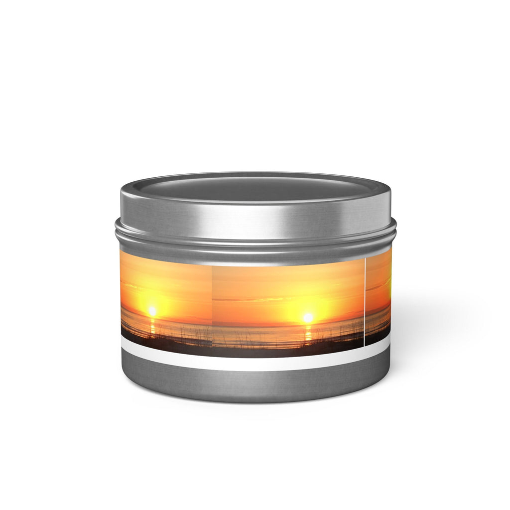 Container Candle With Orange Sunset Over Ocean, HHI (4 oz.)