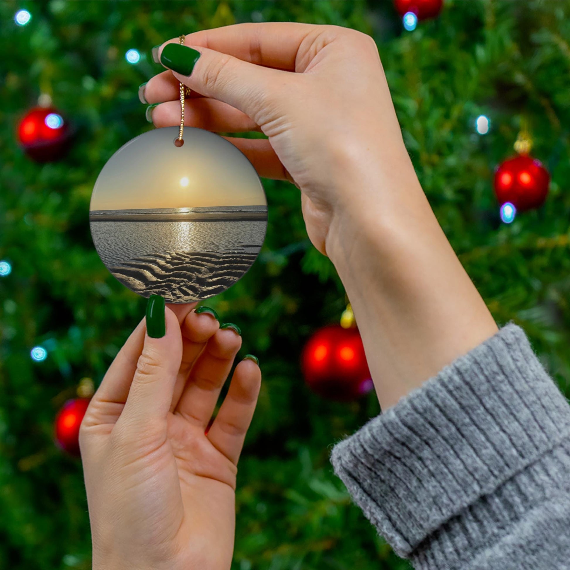 Christmas Ornament, Sunset Reflected In Tide Pool, HHI