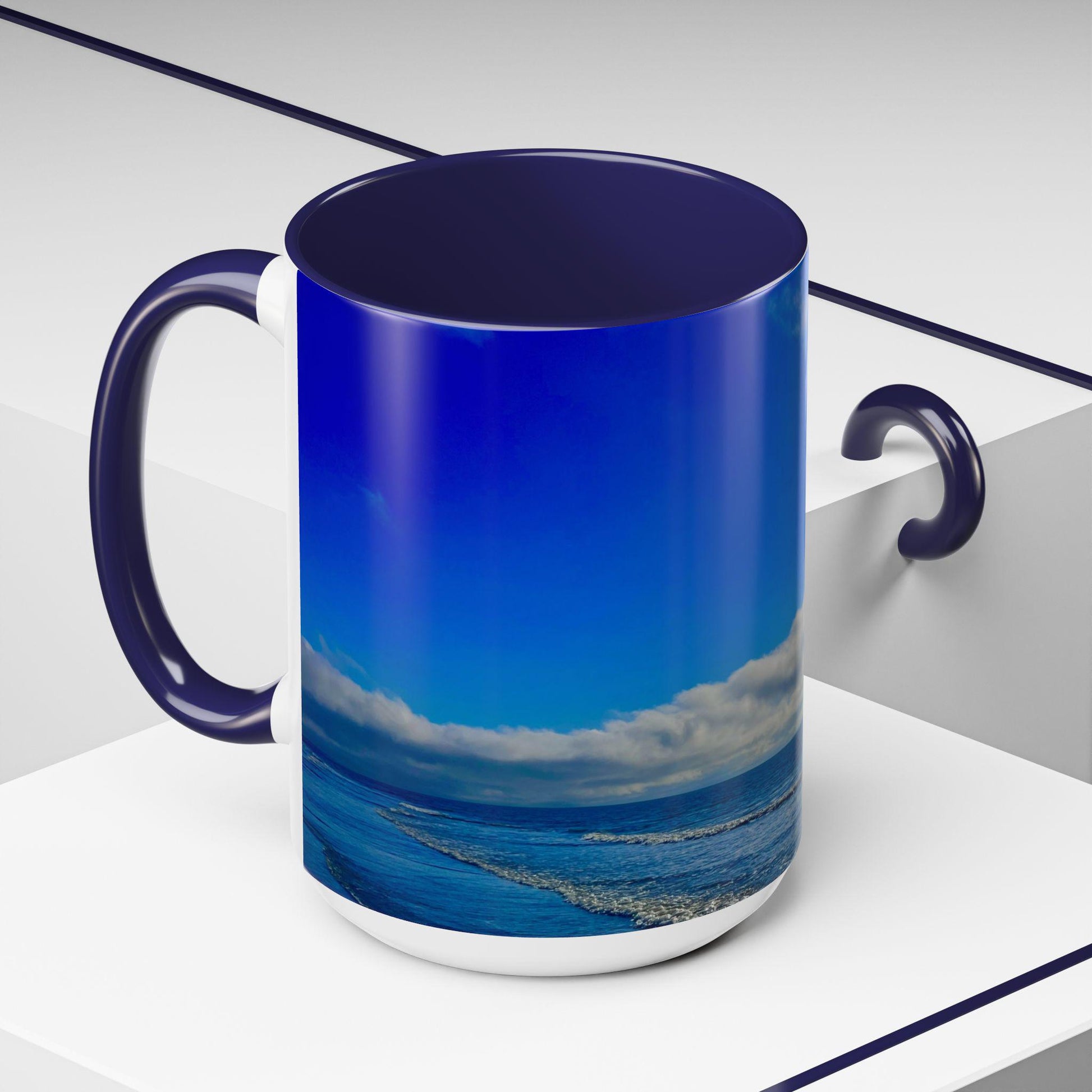 Coffee Mug With A Blue Ocean And Bright Blue Sky (15 oz.)