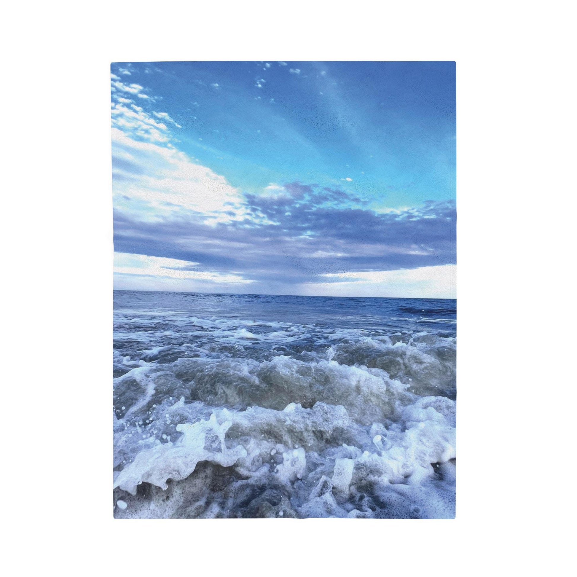 Velveteen Blanket Blue Crashing Waves and Sky