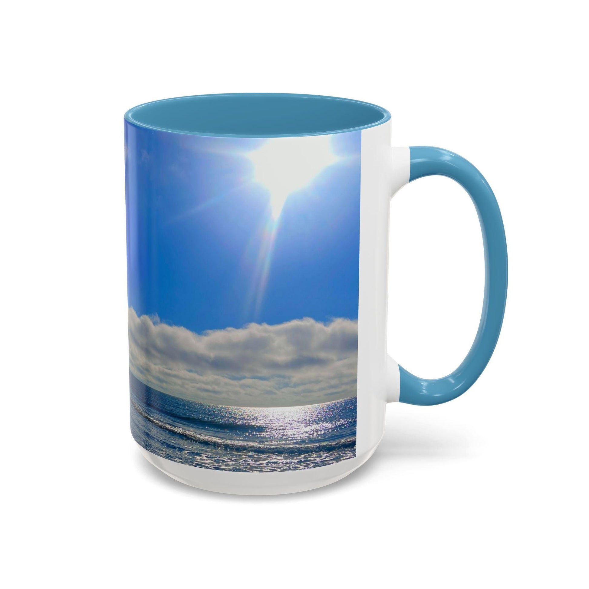 Coffee Mug With A Blue Ocean And Bright Blue Sky (15 oz.)