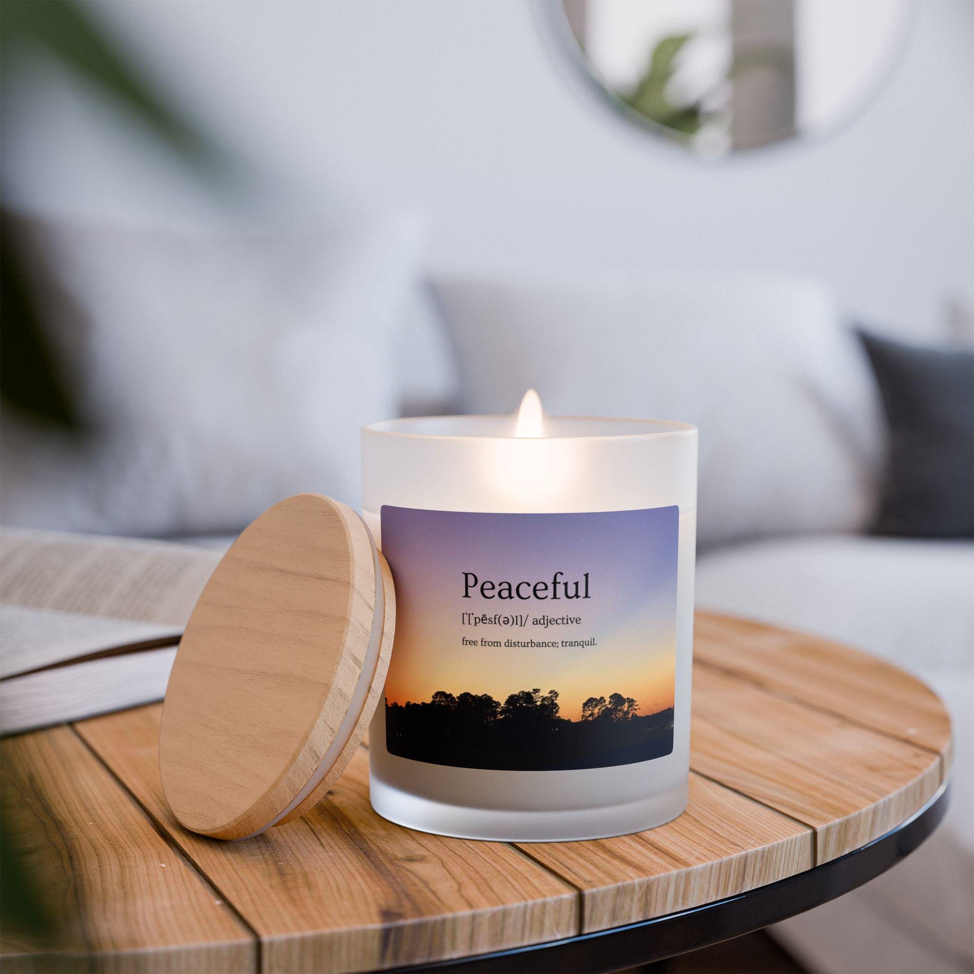 Wood Wick Container Candle Definition of Peaceful - with Sunset (11 oz.)