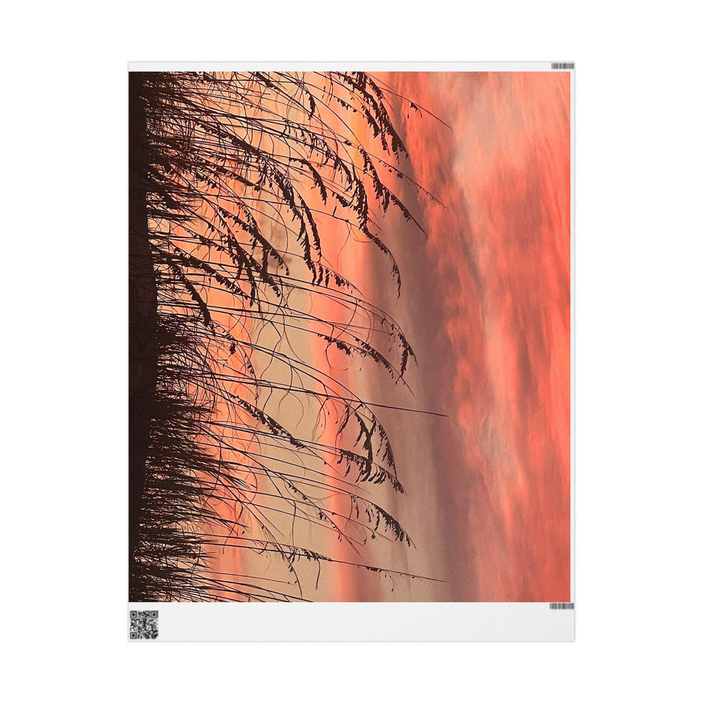 Gift Wrap With Orange Sunset And Sea Oats