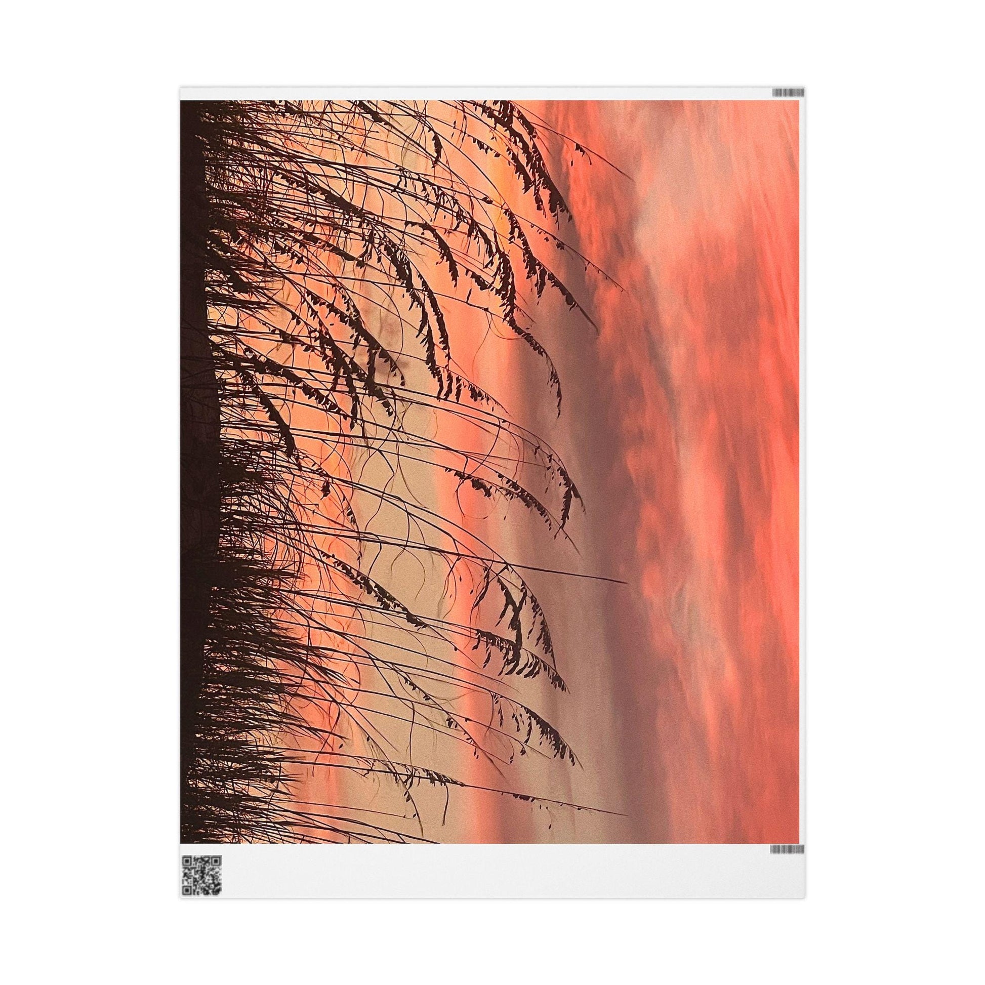 Gift Wrap With Orange Sunset And Sea Oats