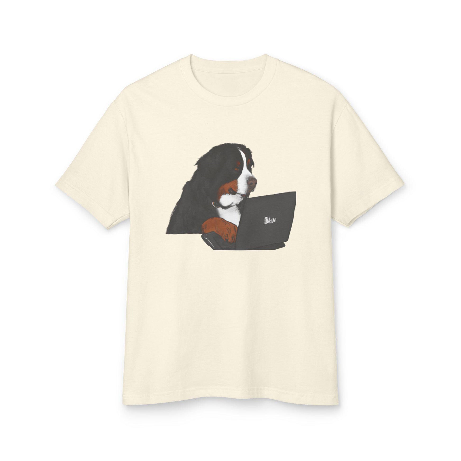 T-Shirt With Tech Savvy Bernese Mountain Dog On Laptop