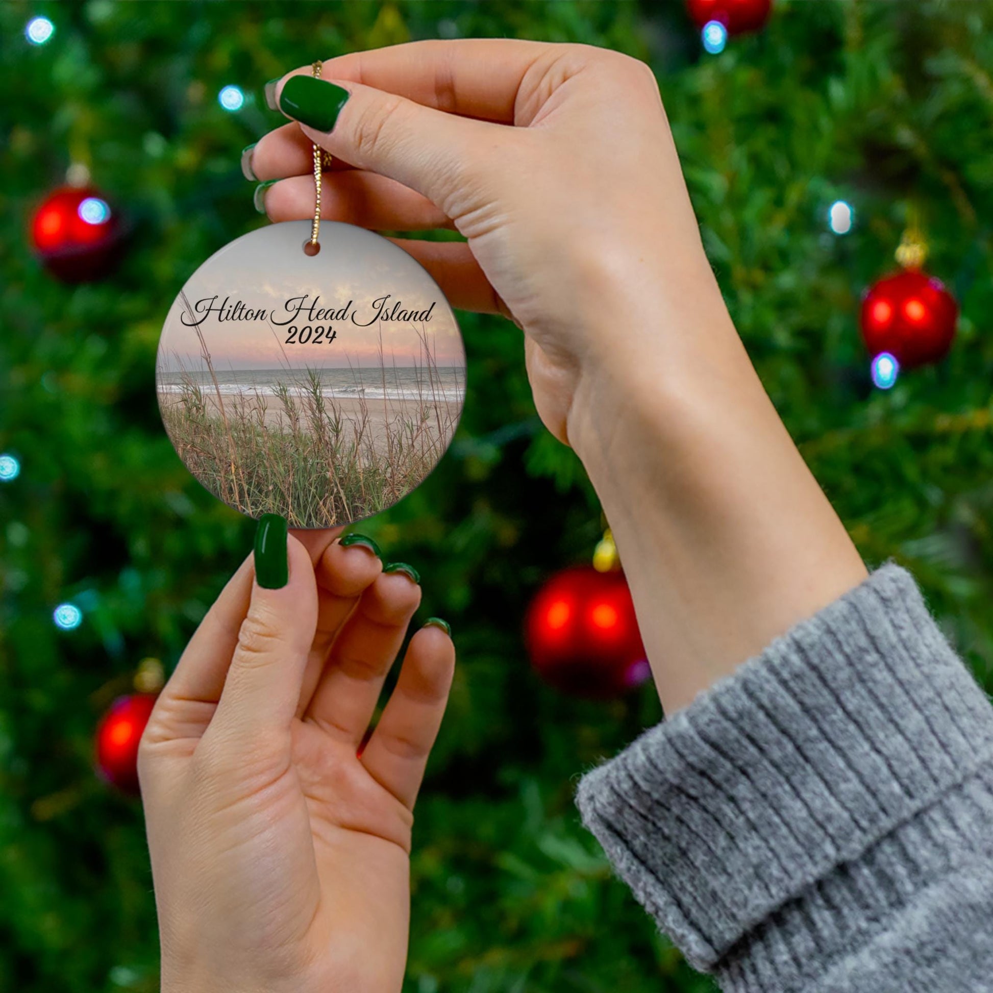 Christmas Ornament: Hilton Head Island Dunes at Sunset