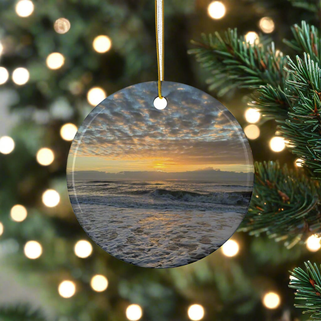 Christmas Ornament, Sunrise On Palmetto Dunes Beach On HHI