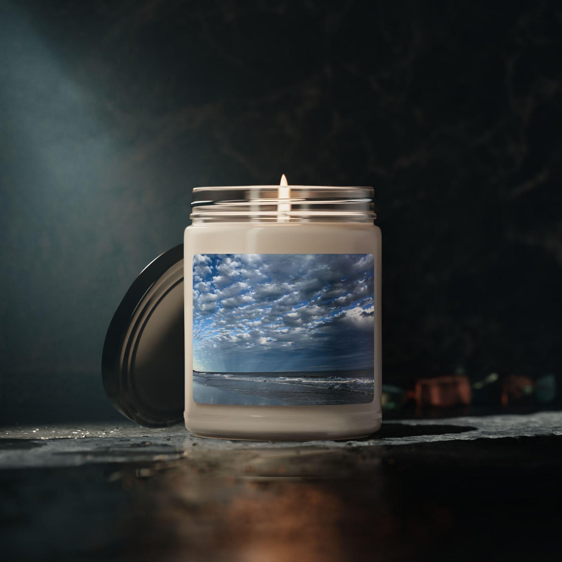 Jar Candle With Blue Clouded Sky and Sea (9 oz.)