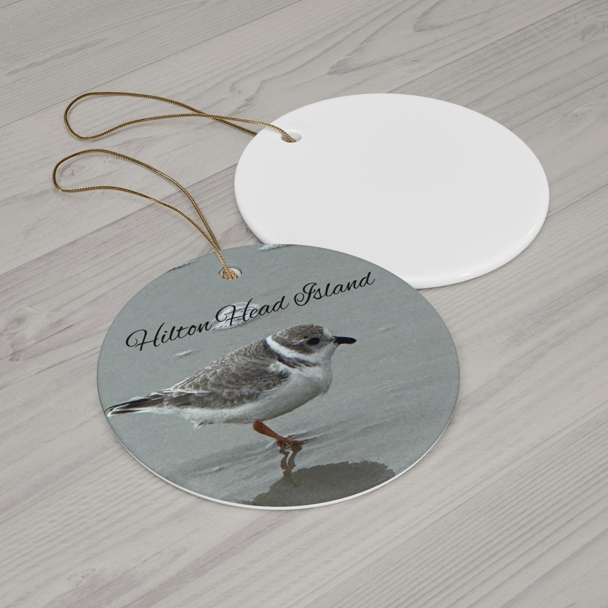 Christmas Ornament, With Piping Plover On HHI Beach