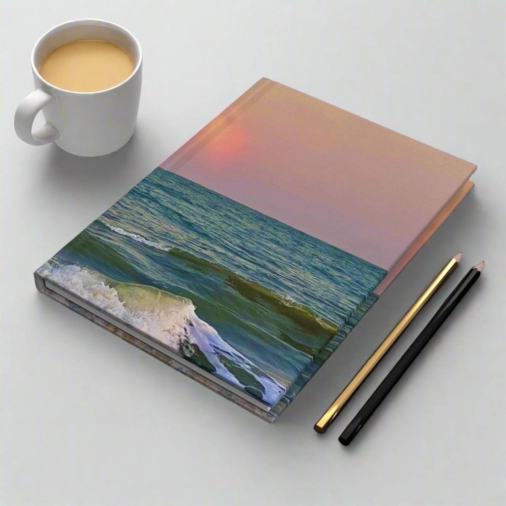 Hard cover Journal with image of Hilton Head Island Ocean at sunset
