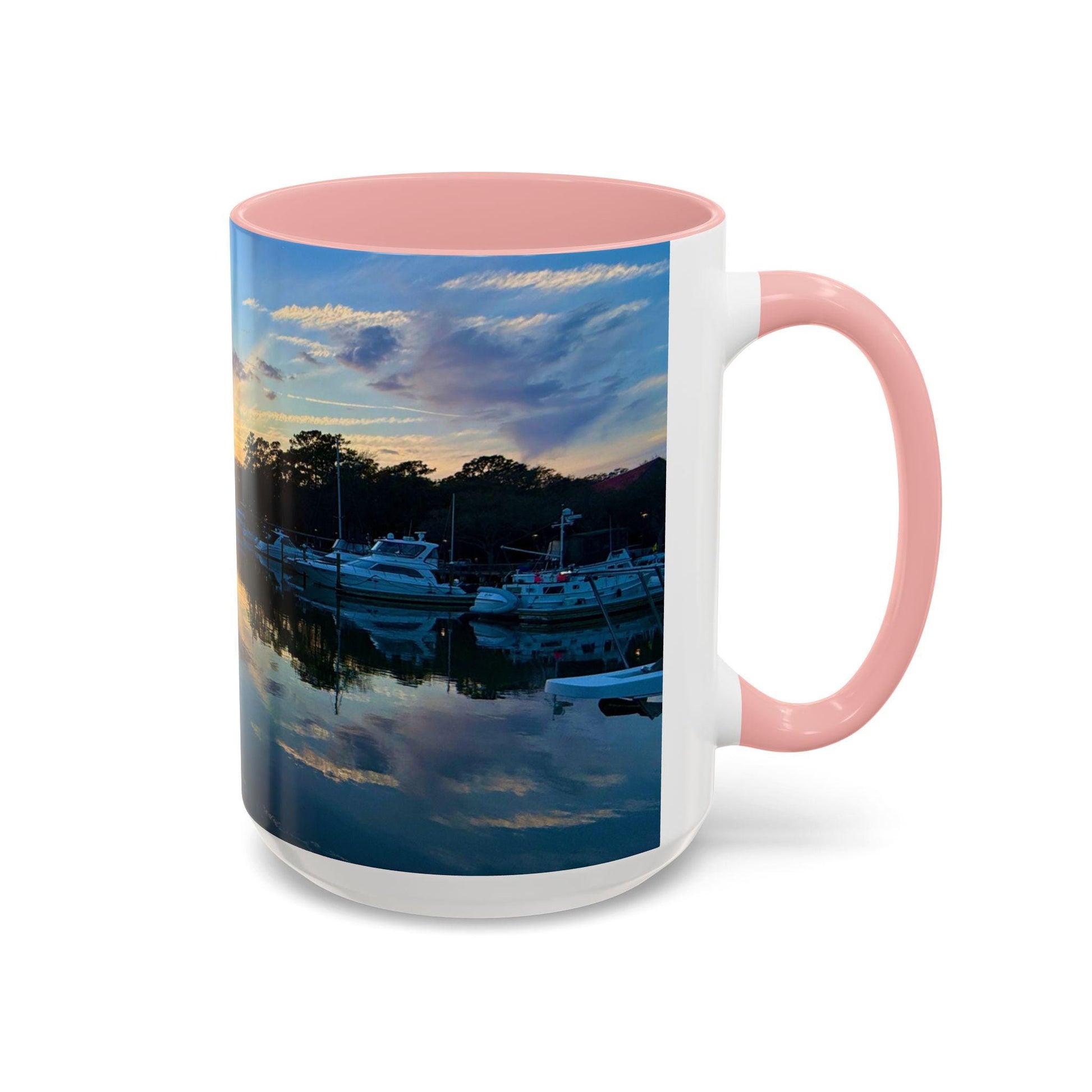Coffee Mug With Shelter Cove Marina At Sunset (15 oz.)