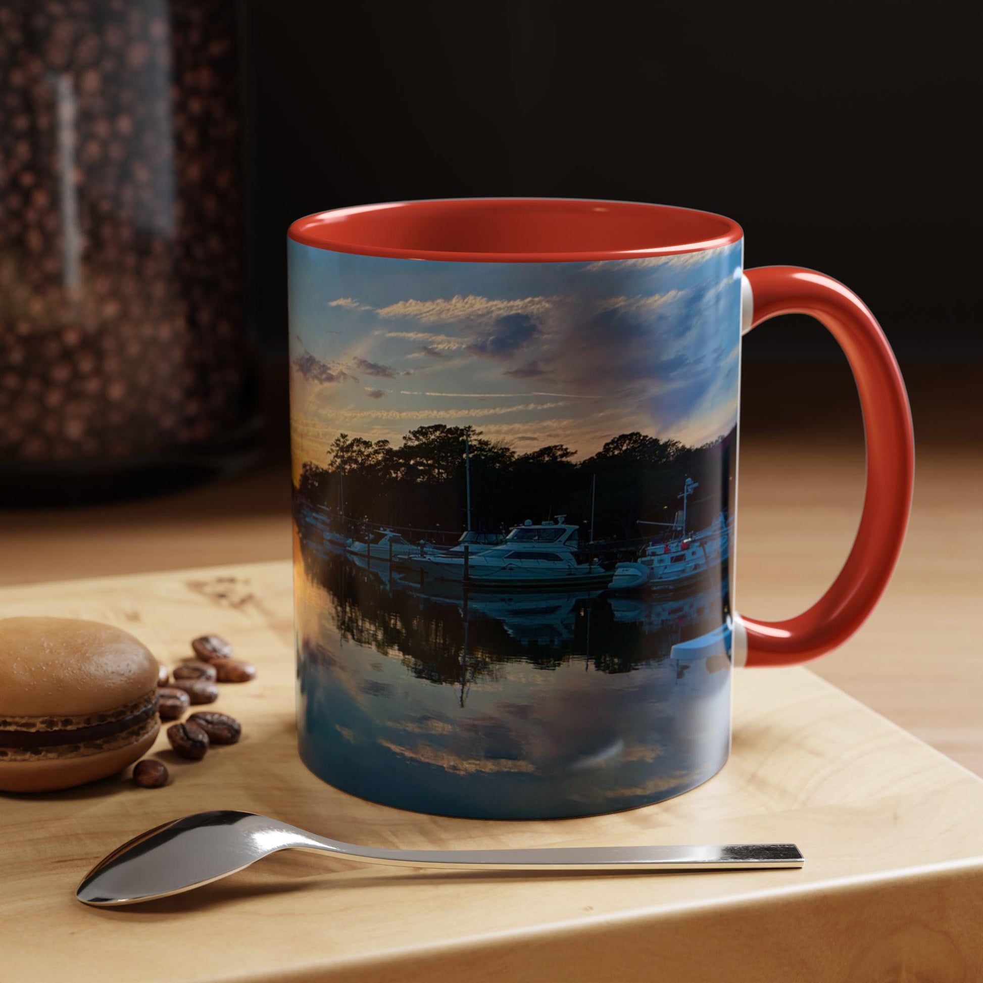 Coffee Mug With Shelter Cove Marina At Sunset (15 oz.)