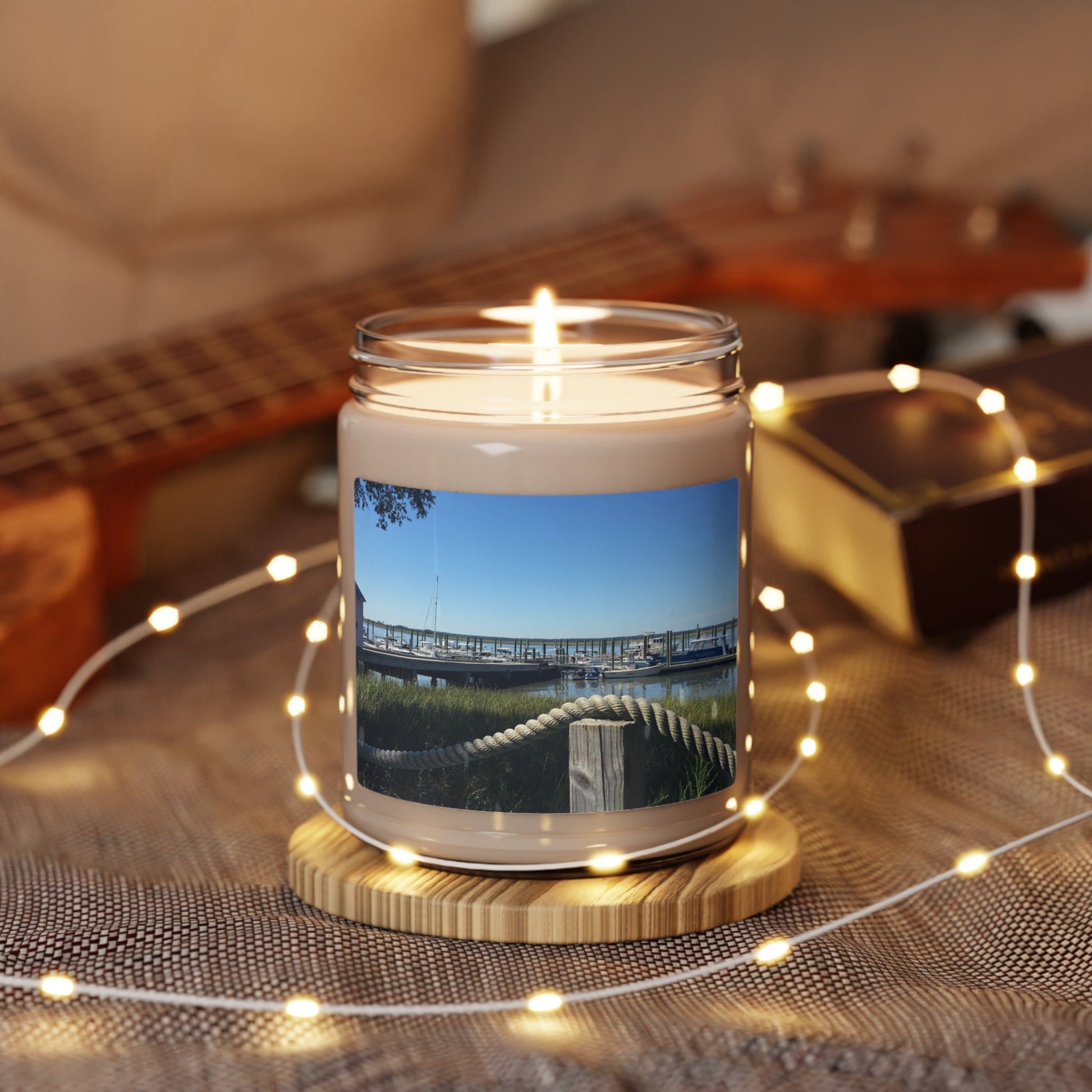 Jar Candle (9 oz.) with image of Daufuskie Island dock