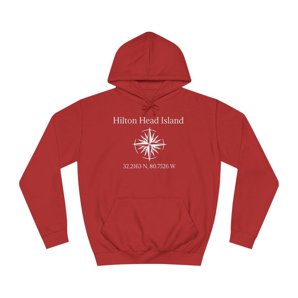 Hoodie Sweatshirt: Compass Rose And HHI latitude/longitude