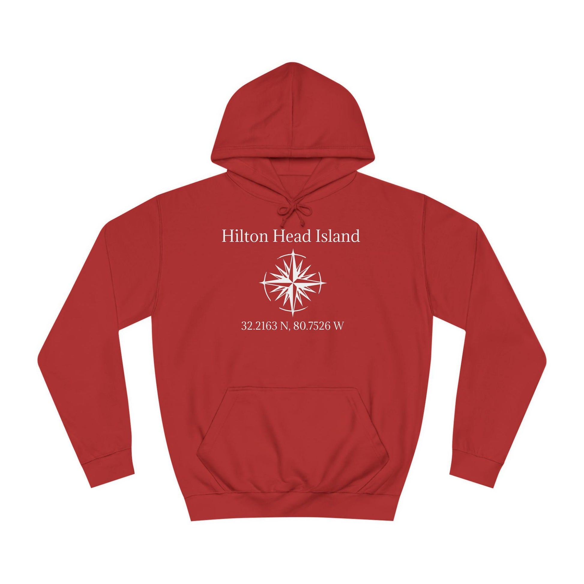 Hoodie Sweatshirt: Compass Rose And HHI latitude/longitude