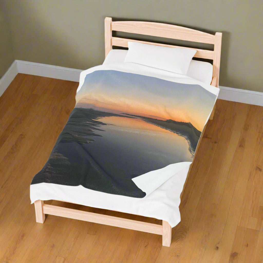 Velveteen Blanket With Sunset Reflected in Tidal Pool on Hilton Head Island