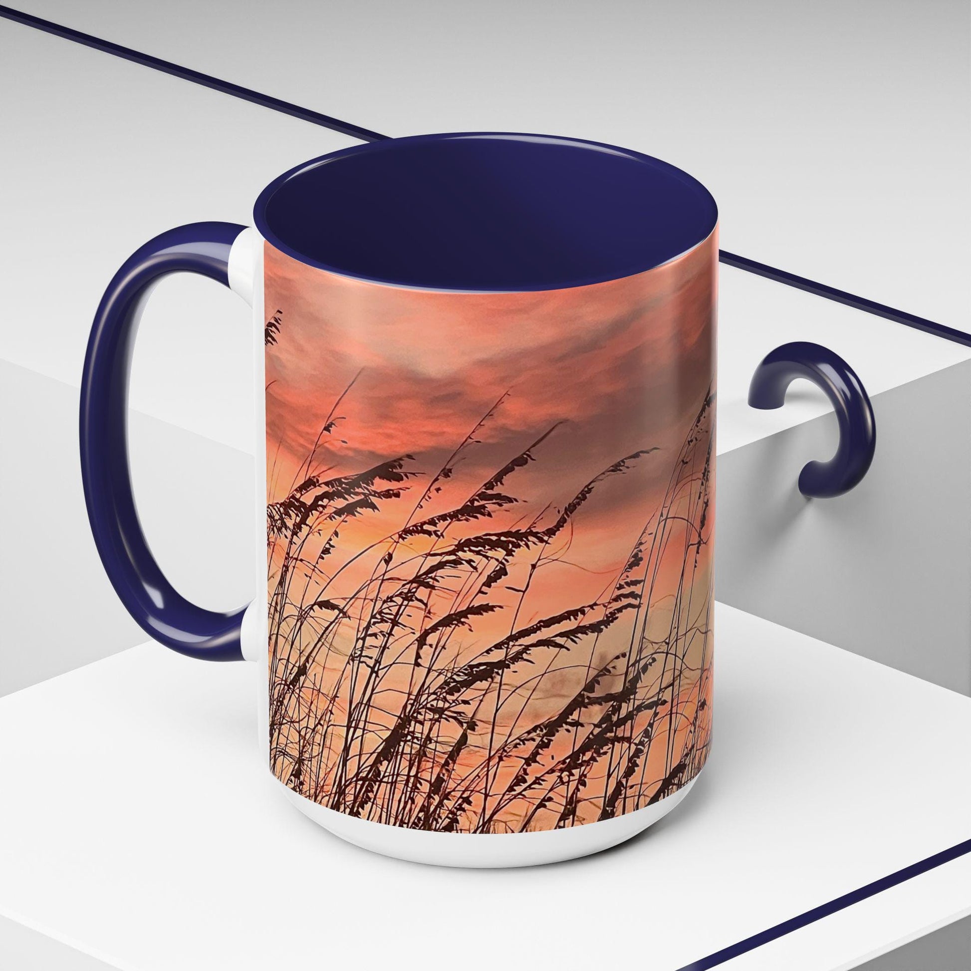 Coffee Mug With Orange Sunset and Sea Oats (15 oz.)