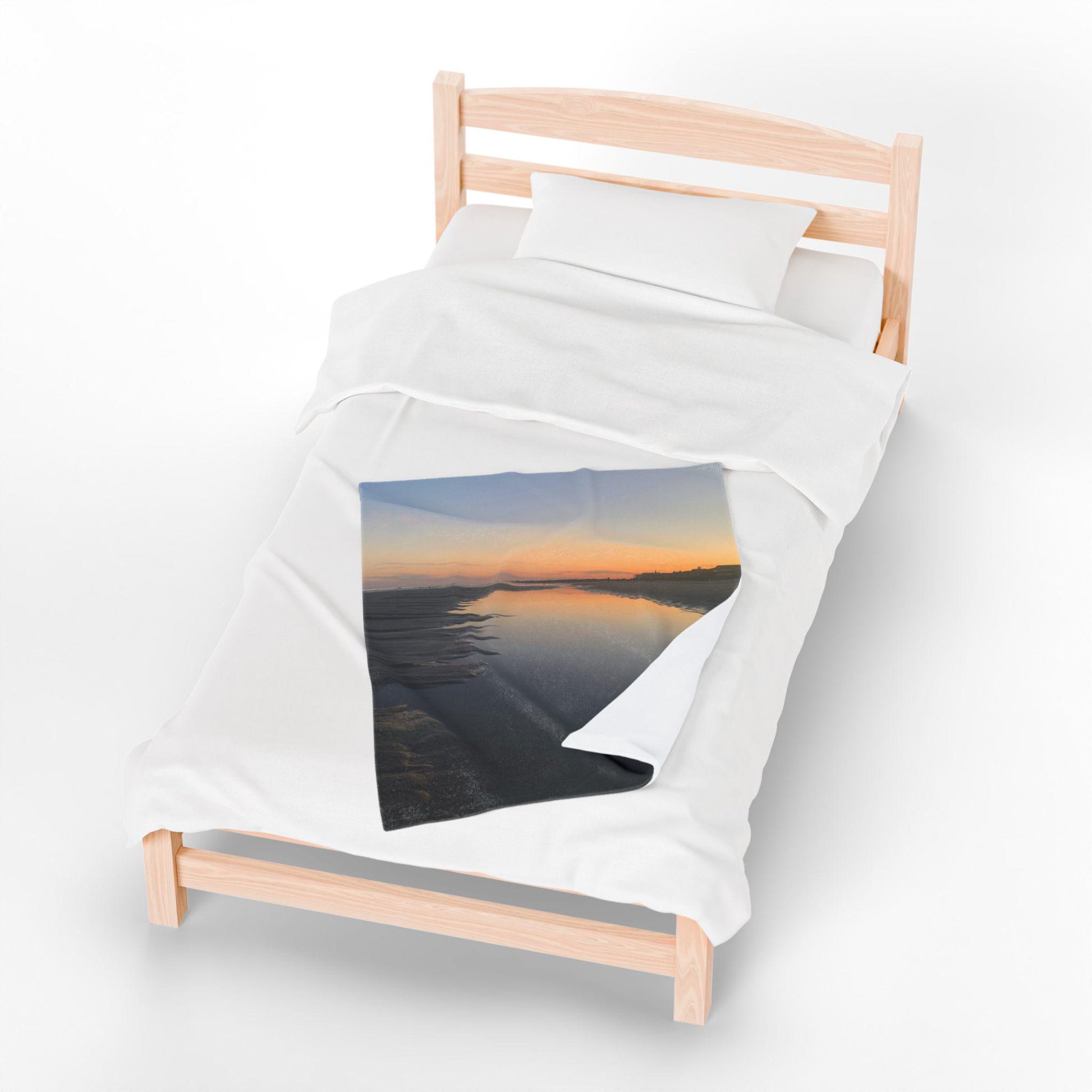 Velveteen Blanket With Sunset Reflected in Tidal Pool on Hilton Head Island