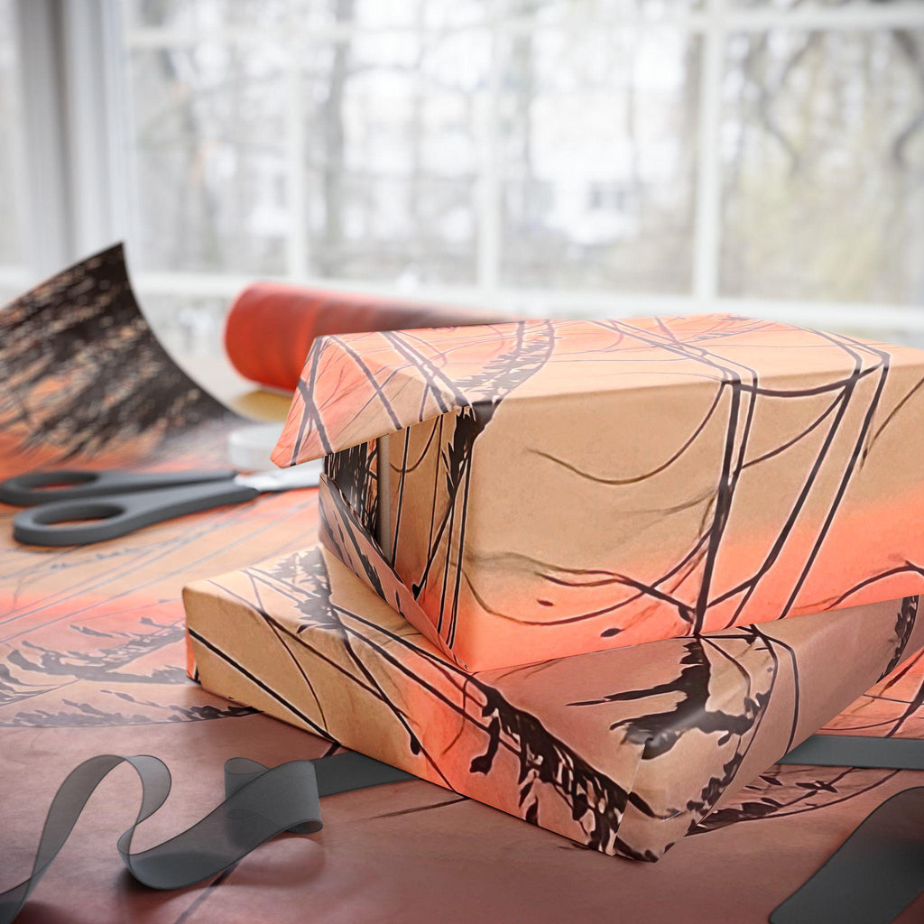 Gift Wrap With Orange Sunset And Sea Oats