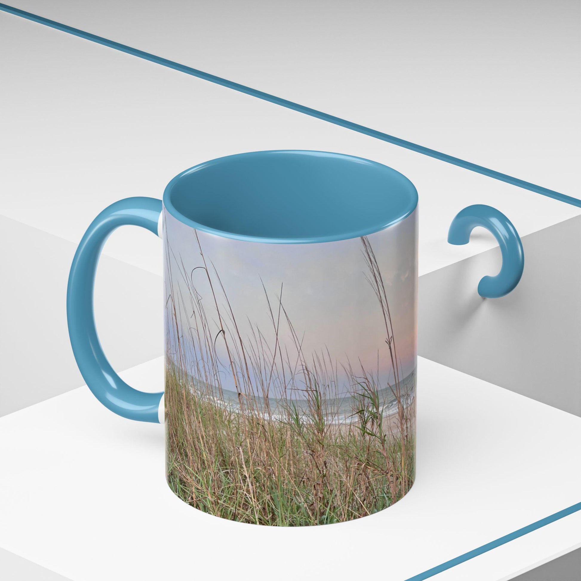 Mug With Folly Field Beach Dunes On Hilton Head Island at sunset, 15 oz.