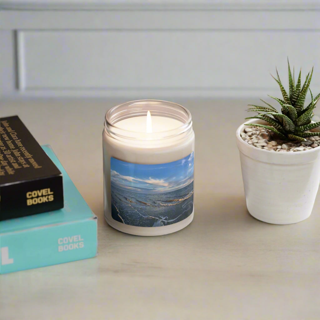 Jar candle (9 oz.) with surf and windswept clouds