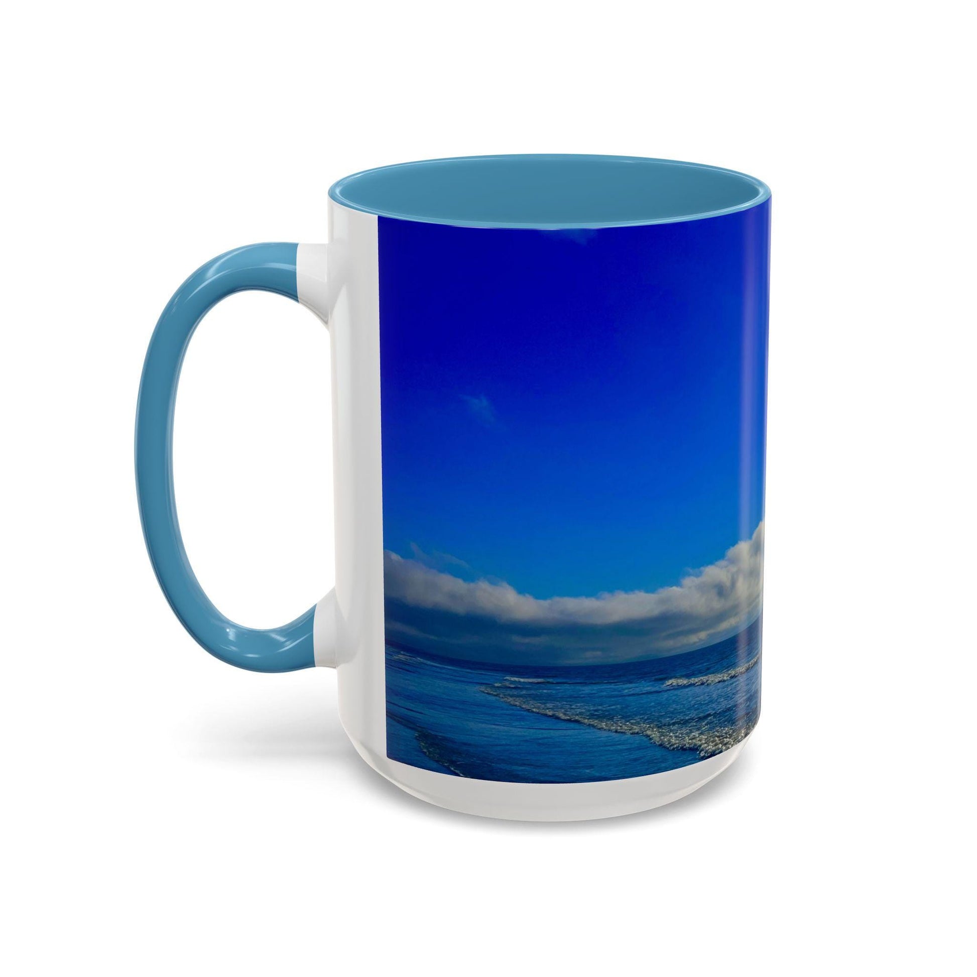 Coffee Mug With A Blue Ocean And Bright Blue Sky (15 oz.)