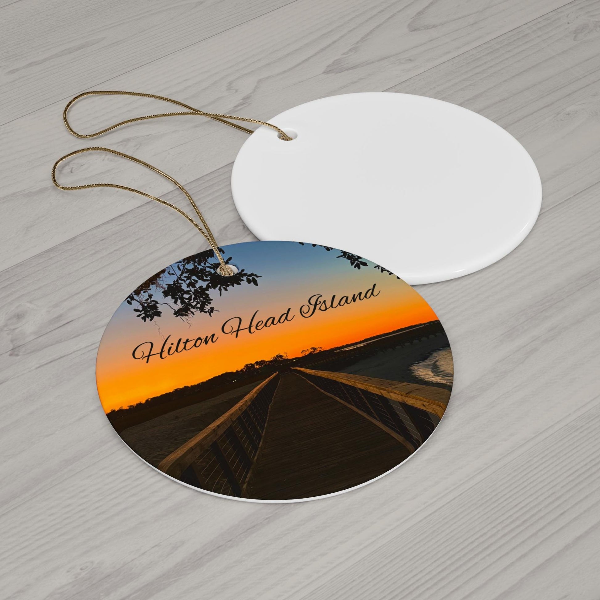 Christmas Ornament, Dolphin Head Beach Boardwalk at Sunset on HHI