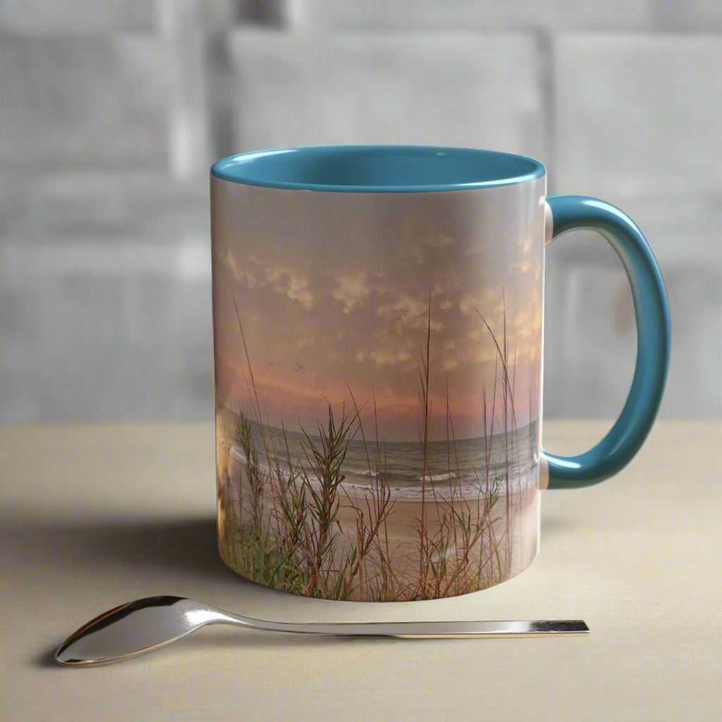 Mug With Folly Field Beach Dunes On Hilton Head Island at sunset, 15 oz.