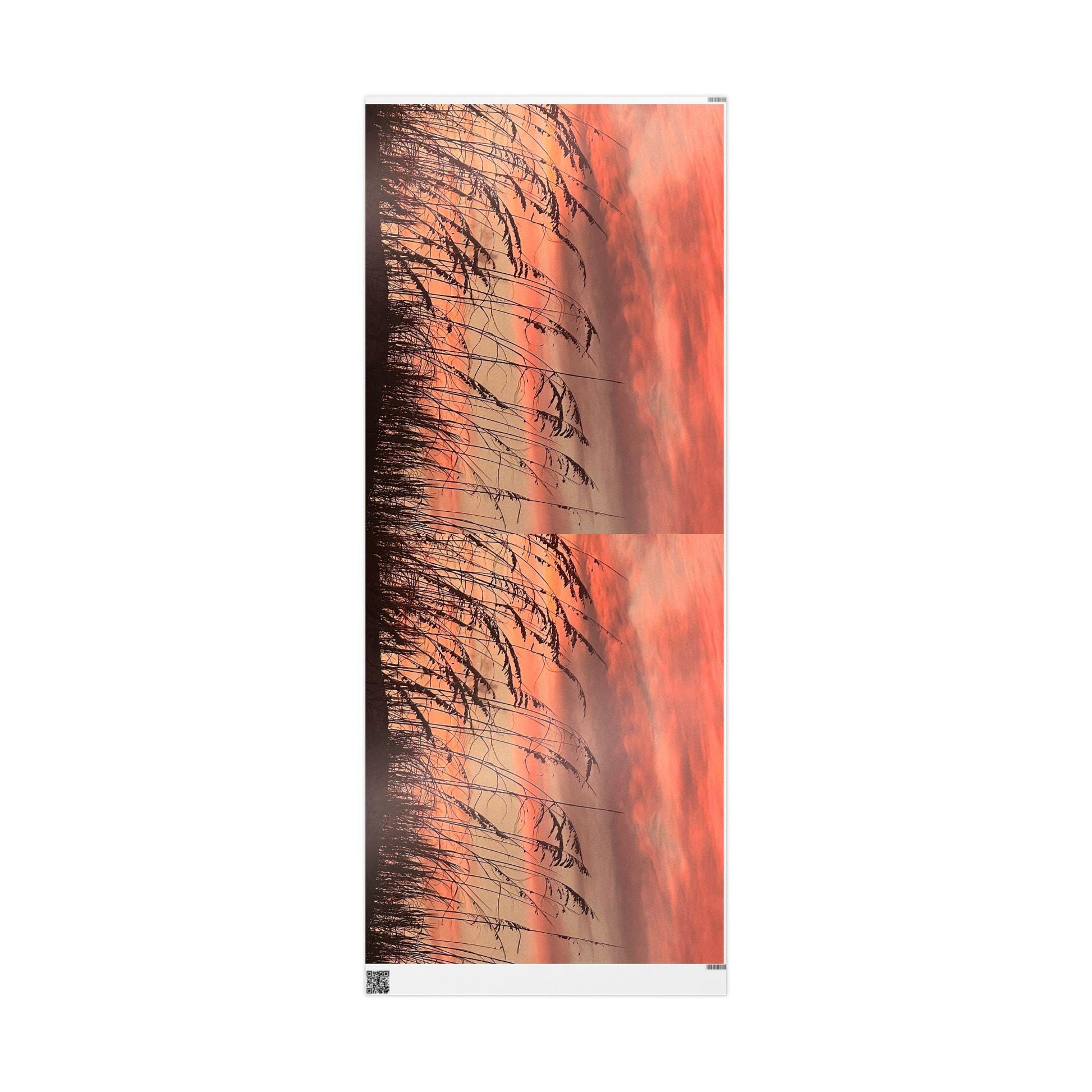 Gift Wrap With Orange Sunset And Sea Oats