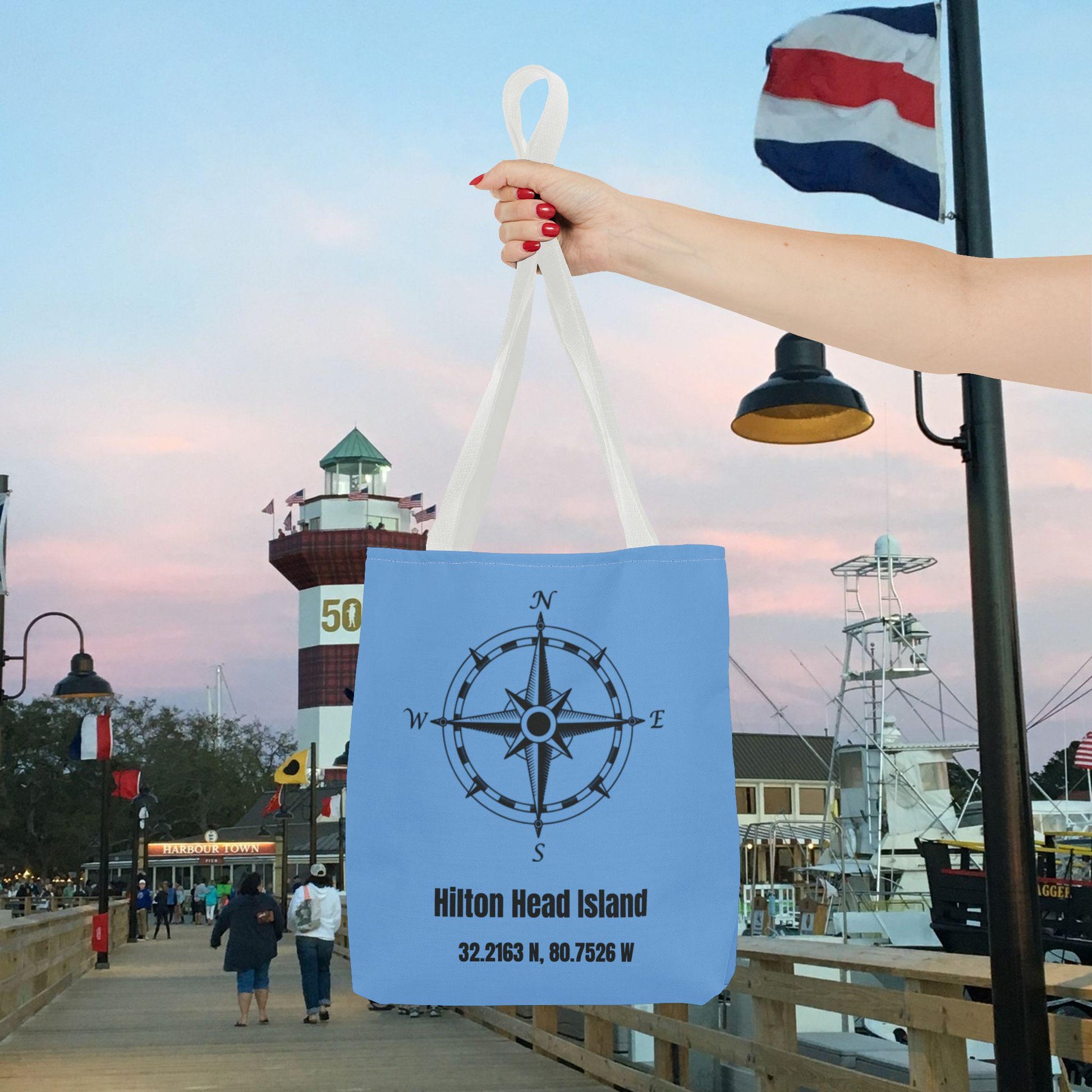 Tote bag: Compass Rose And HHI Latitude/Longitude