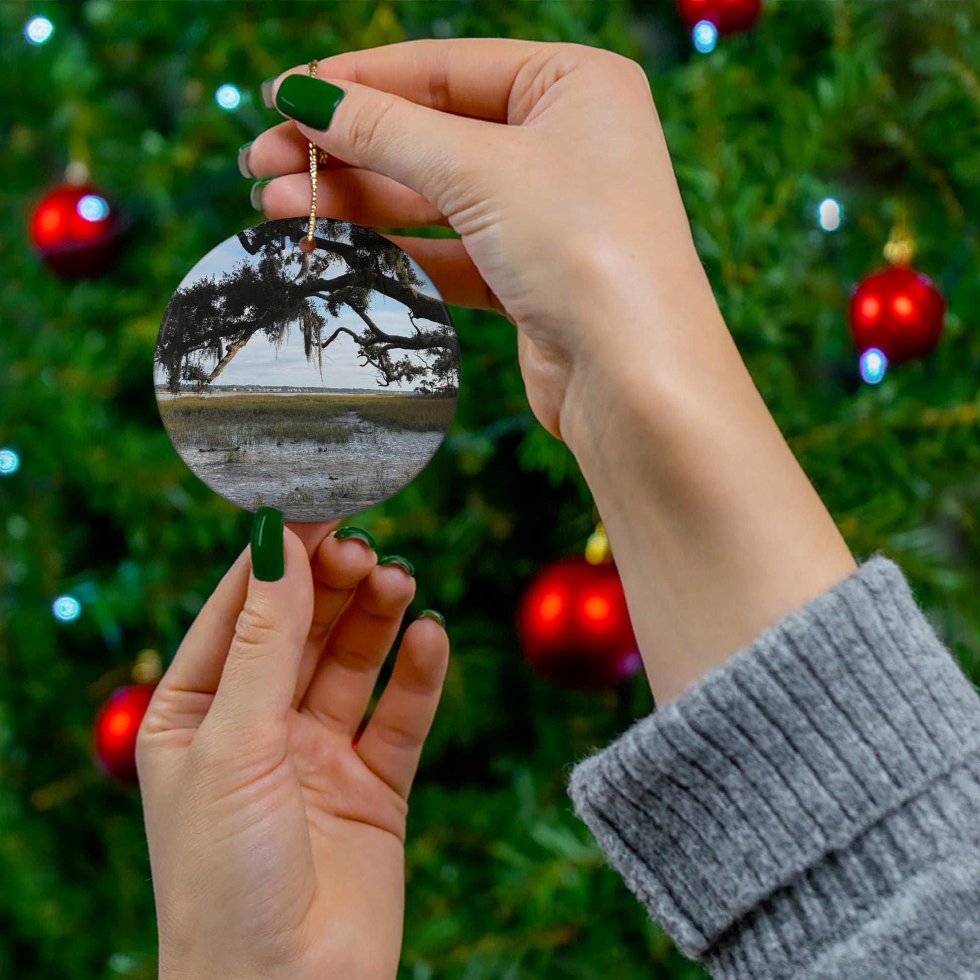 Christmas Ornament, Live Oak In Front of Broad Creek