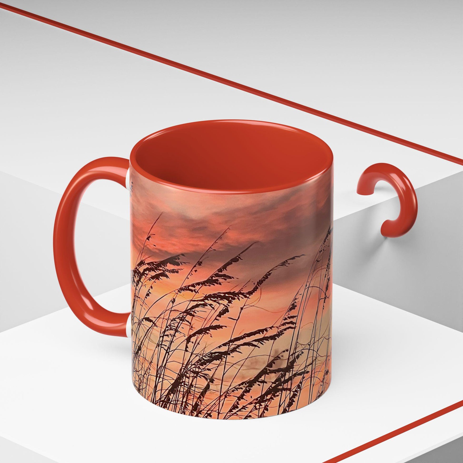 Coffee Mug With Orange Sunset and Sea Oats (15 oz.)