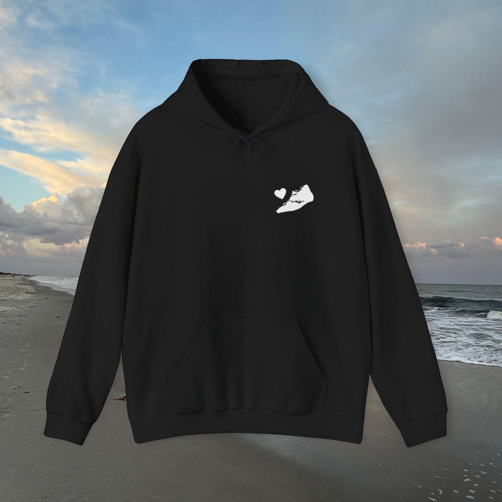Hoodie Sweatshirt Embroidered With Hilton Head Island Shape - With A Heart