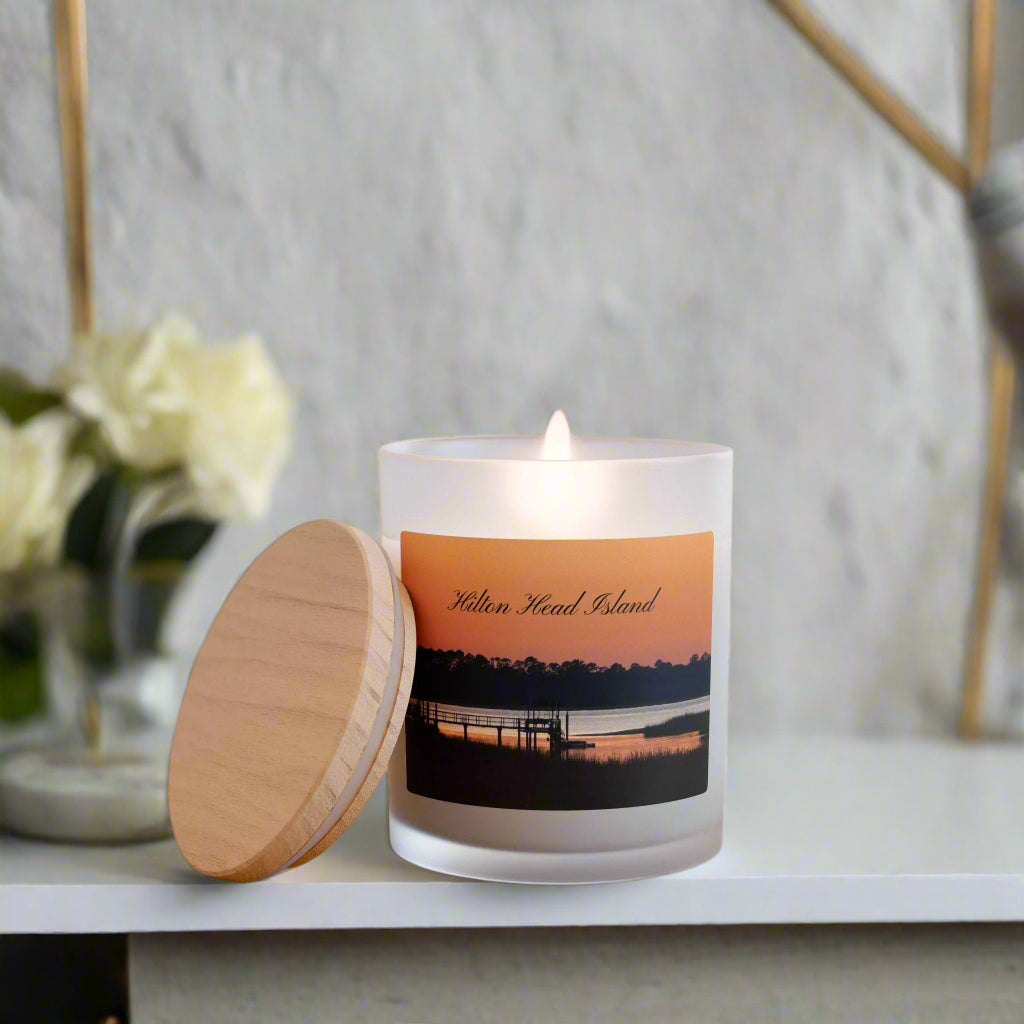 Wood Wick Container Candle With Golden Sunset On HHI (11 oz.)