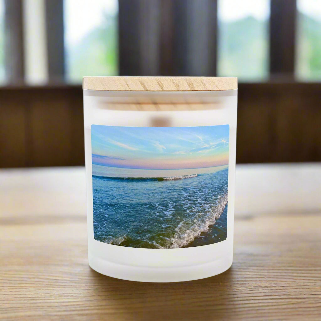 Wood Wick Container Candle With Rainbow Hued Sunset On HHI (11 oz.)