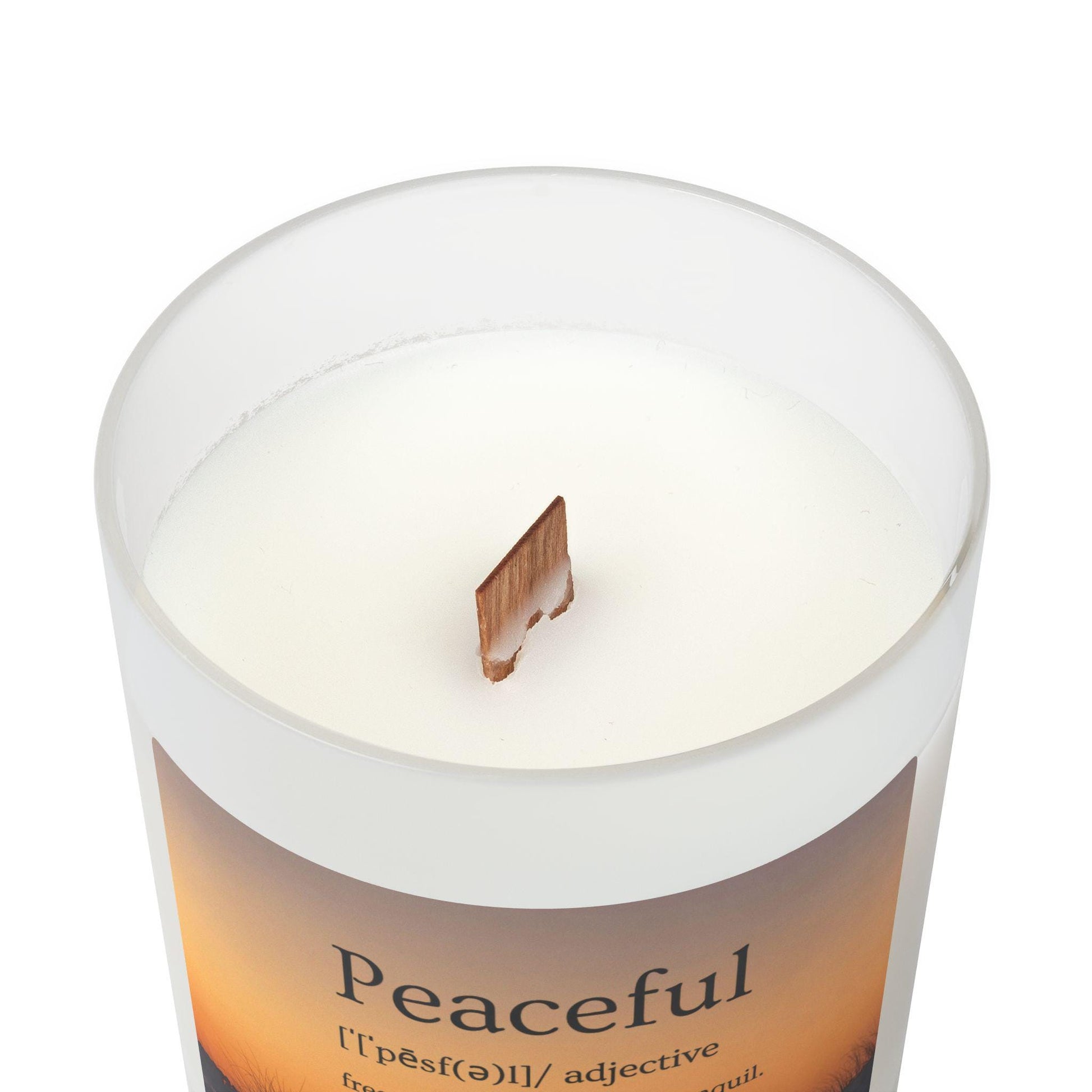 Wood Wick Container Candle "Peaceful" Definition Orange Sunset On HHI (11 oz.)