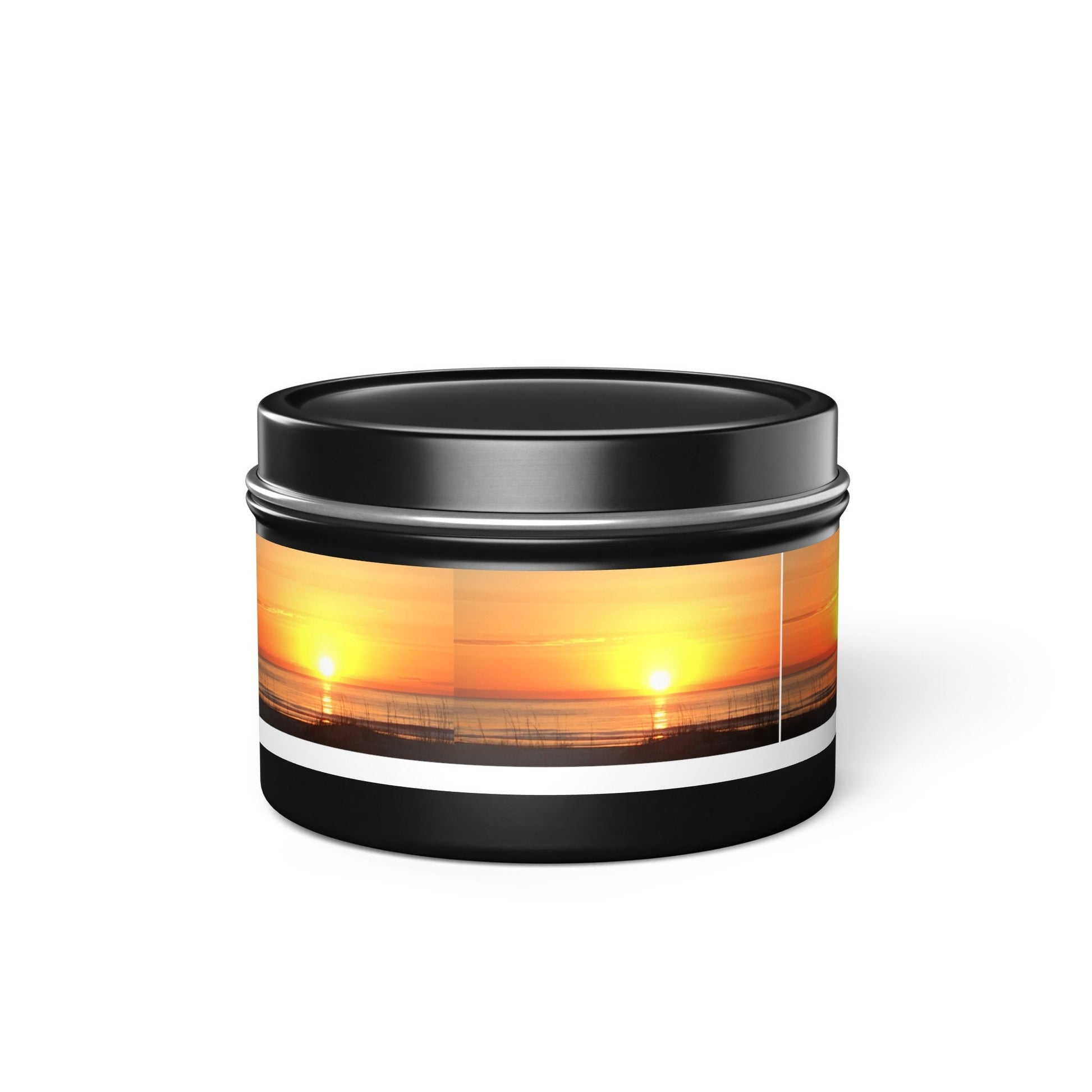 Container Candle With Orange Sunset Over Ocean, HHI (4 oz.)