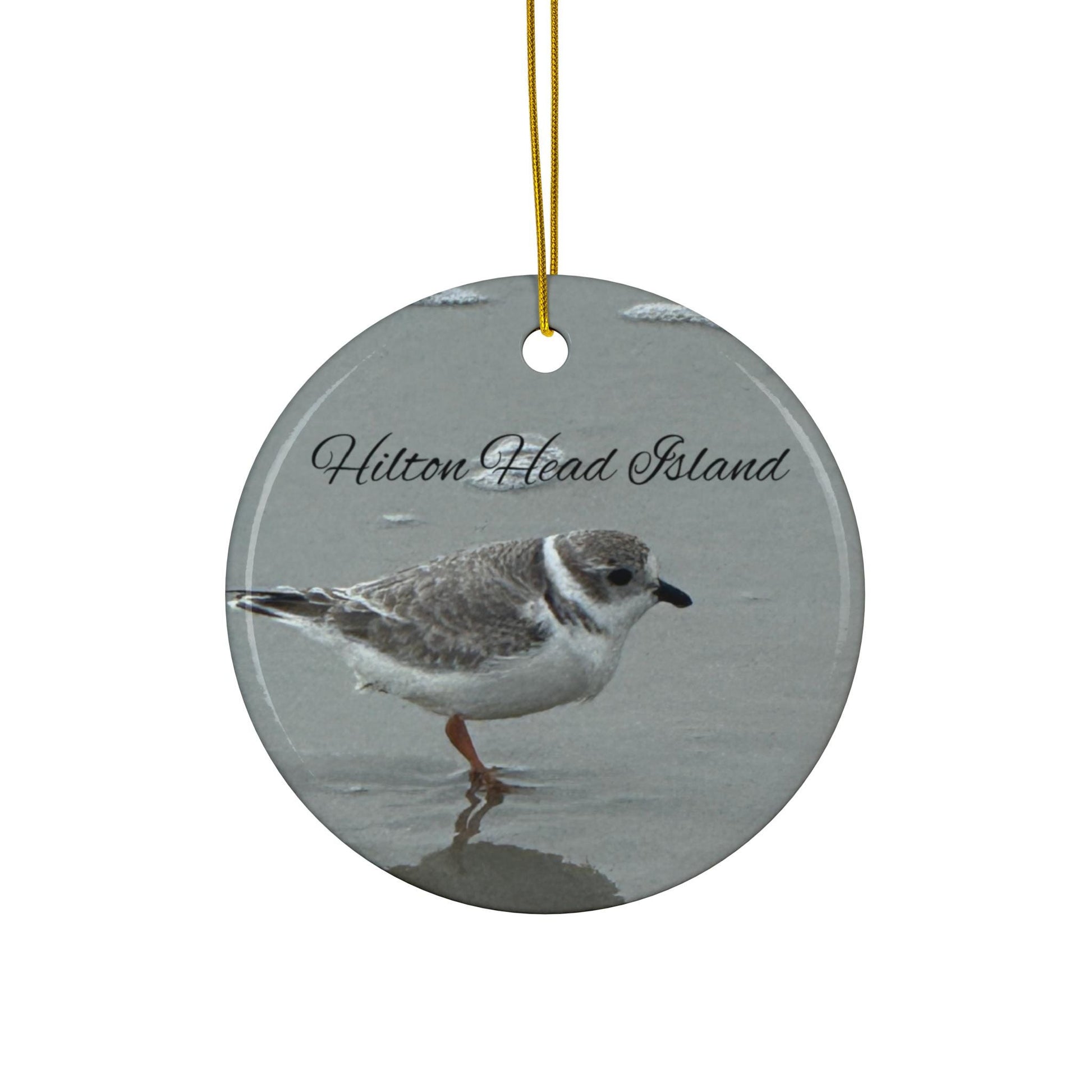 Christmas Ornament, With Piping Plover On HHI Beach