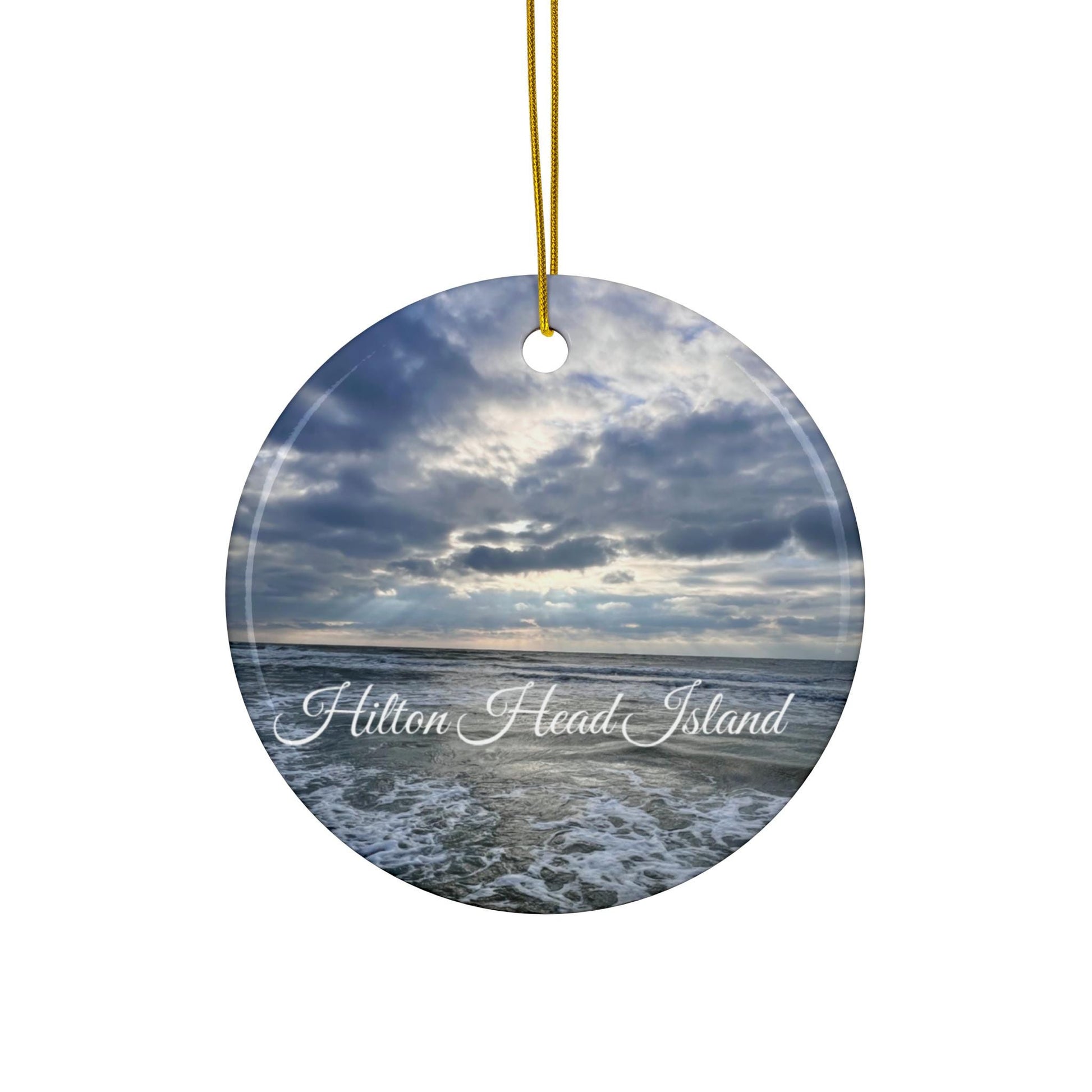 Christmas Ornament featuring Hilton Head Beach Waves, Sea, Sky