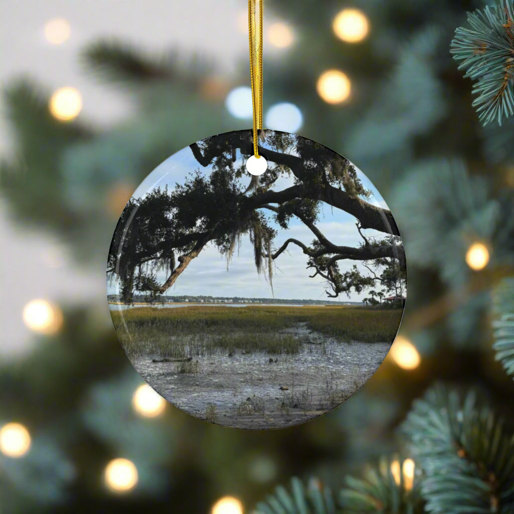Christmas Ornament, Live Oak In Front of Broad Creek
